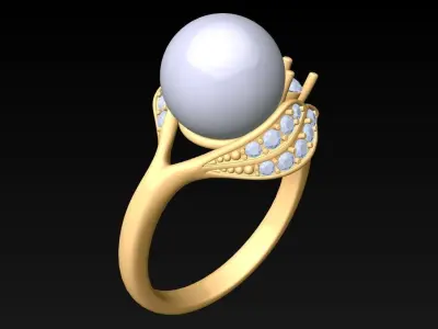 Pearl womens ring - GN191 3D print model