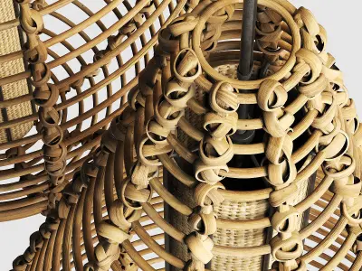 Lamp wicker branch rattan spindle 3D model