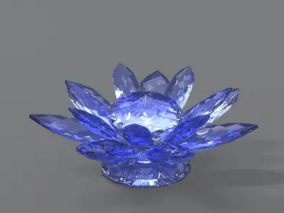  Glass Flower Showpiece Blue Low-poly 3D model