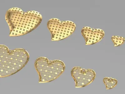Golden Glamour A Collection of Sparkling Charms gold pendants  3D print model