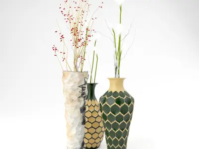 Vases With Flower 3D model