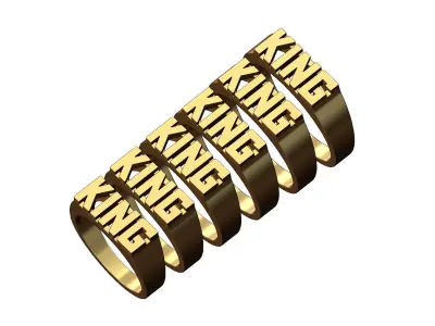 King rectangular name ring 3D print model