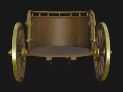 Ancient Vintage Ornate Wooden Carriage 3D Model 3D model