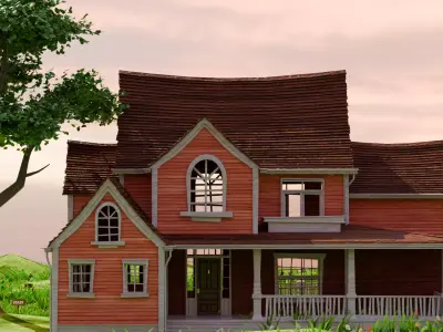  American Style Cottage Exterior 08 Low-poly 3D model