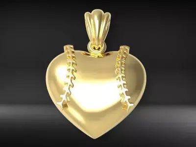 Baseball Heart Pendant Necklace Jewelry 3D print model