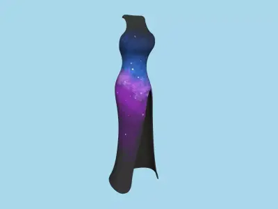 Galaxy Female Long Dress - Woman Character Design Fashion Low-poly 3D model