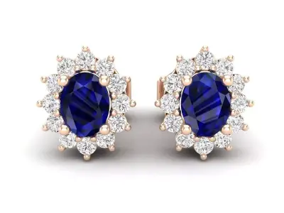 AV 678 Diamond Ladies Flower Shape Cluster Earrings 3D print model