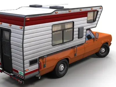 American camper truck Low-poly 3D model