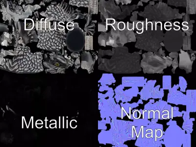 Silver Dragon Head model pack Low-poly 3D model