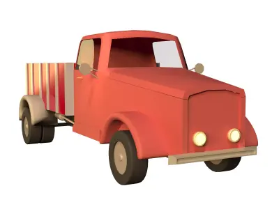 CARTOON ROCKET AND RETRO CAR 3D model