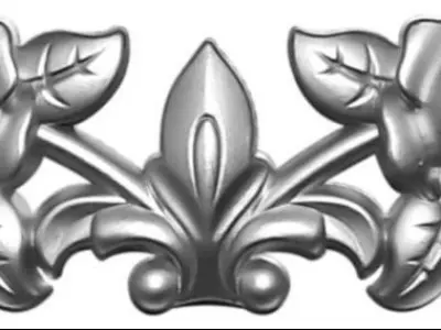 Antique floral decoration - carved wood gilt flower 3D model