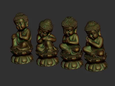 Four baby buddhas 3D print model