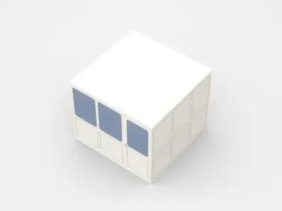 Safety Cabin With Door And Two Windows 3D model