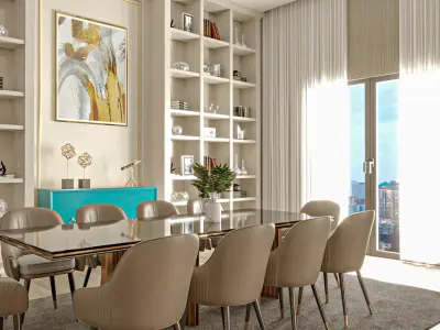 Modern Interior Reception Scene Low-poly 3D model