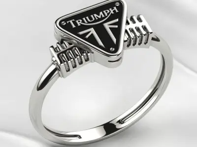 Triumph Logo Silver or Gold Ring with Enamel 3D print model