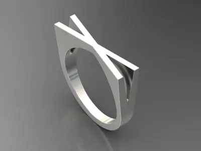 alphabet ring letter X 3D print model