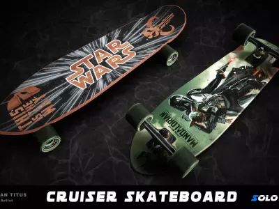 Cruiser Skateboard - Mandalorian Theme Low-poly 3D model