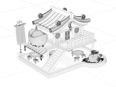 Chinese New Year Festive Scene Cartoon Scene Year of the Dragon 3D model