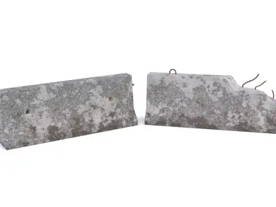 4 Game-Ready Concrete Jersey Barriers Low-poly 3D model