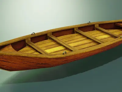 Wooden stylized boats Low-poly 3D model