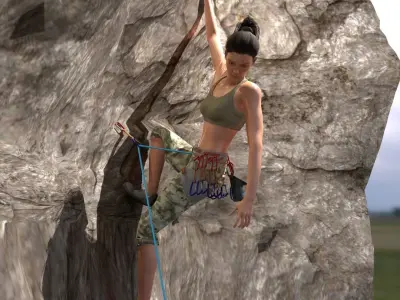 Female Rock Climber Low-poly 3D model