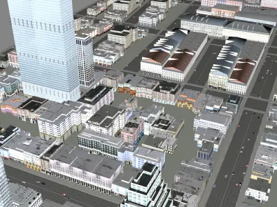 Modern birdseye view of urban Urban buildings office buildings 3D model