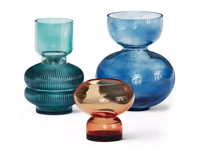 Set of colored glass vases 3D model