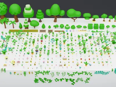 Cozy Cartoon Plants Low-poly 3D model