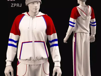 male sportswear and hat - ZPRJ - FBX - OBJ - TEXtures 3D model