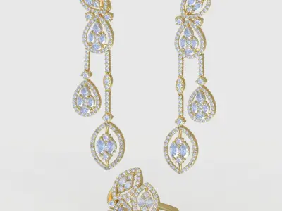 Ring and  Earring  Set 3D printable model 0079 3D Model Pack