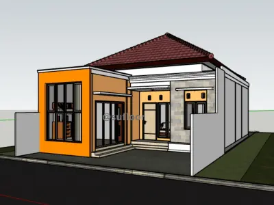 House 8x18m code 407 - Sketchup 3D model