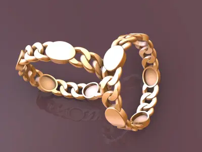 CubanChain With a Oval Ring 3D print model