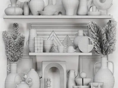 Decorative Set Rustic style 06 3D model