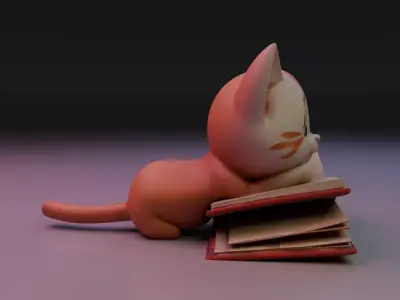 cat book decoration  3D print model