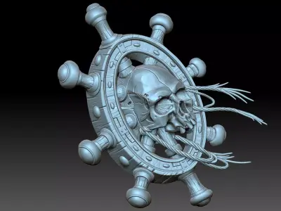 The steering wheel and the skull 3D print model