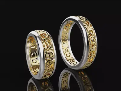 6-Size Wedding Ring Set 3D print model