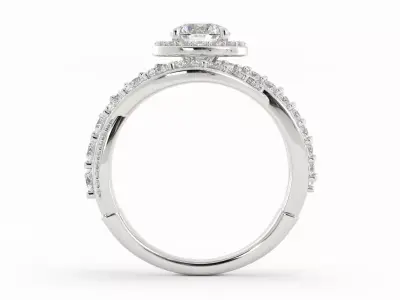 Round Center Diamond Engagement Ring With Diamond Twist Size 9 3D print model
