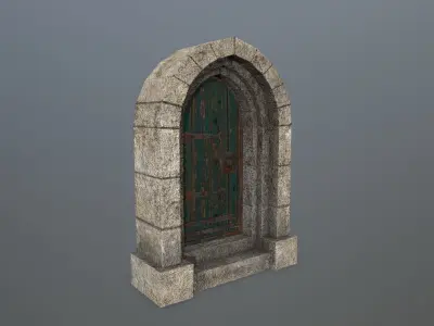 Medieval Door Low-poly 3D model