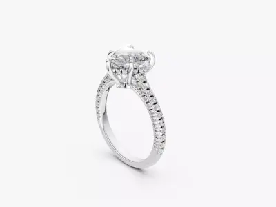 Solitaire  heart diamond ring hidden halo -RJ040 3D print model