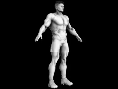 Caucasian Football Soccer Player Male 3D model