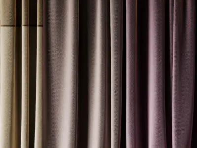 Set of soft silk curtains with wrinkles - collections 010 HBH Low-poly 3D model