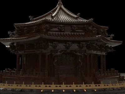Chinese wooden house 3D model