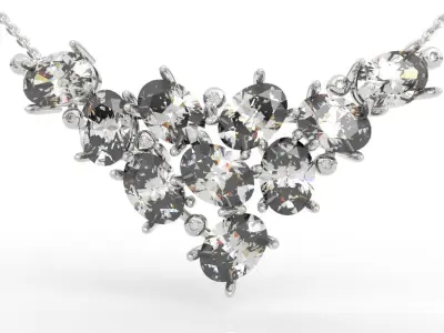 Spectacular Oval Gemstone Cluster Necklace 3D print model
