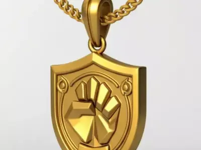 Power Fist Pendant STL 3D Model - One Inch Pendant 3D print model