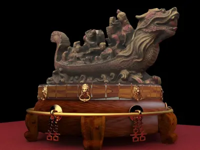 Chinese dragon boat  3D model