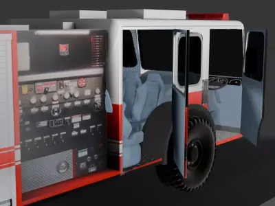 fire truck Low-poly 3D model