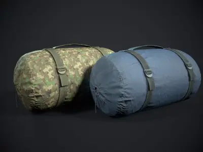 Sleeping bag 2 color options Low-poly 3D model