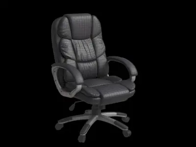 High Back Black Chair With Silver Arms And Legs 3D model