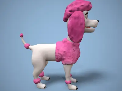 cartoon poodle Low-poly 3D model