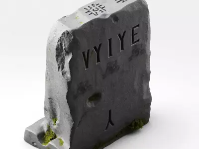 Ancient Stone Tablet with Moss Low-poly 3D model